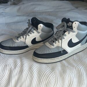 Nike Men's Black, Gray, and White Court Vision Mid